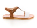Girls White & Tan Strappy Leather Sandals