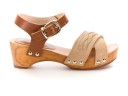 Girls Beige Suede & Wooden Clogs Sandals 
