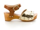 Girls Gold Leather & Wooden Clogs Sandals 