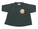 Girls Bottle Green Knitted Sweater with fur pom-pom