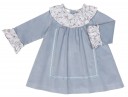 Baby Blue & Birds Print Ruffle Collar Dress
