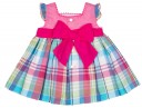 Baby Girls Fuchsia Checked 3 Piece Dress Set 