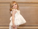 Baby Girls Ivory Tulle & Plumeti 2 Piece Dress Set & Ivory & Pink Flower Hairband Outfit