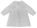 Baby Gray Knitted Pram Coat & Bonnet Set with Pom Poms