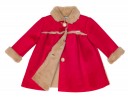Baby Red & Beige Synthetic Suede Coat 