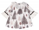 Girls Chocolate & Beige Tree Print Dress