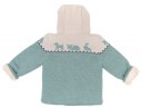 Mint & Beige Knitted Pram Coat with Synthetic Fur Lining