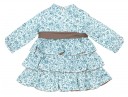 Blue Floral Print Layered Frilly Dress