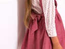 Girls White & Pink Blouse with Burgundy Pinafore skirt Outfit