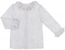 Girls Grey Lurex Striped Blouse & Heart Print Jumpsuit Set