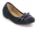 Girls Gray Suede Pumps with Velvet Bow