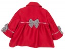 Baby Red Coat with Gray Velvet Bows