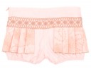 Pastel Pink & Beige Cotton Lace Pleated Shorts