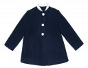 Girls Navy Blue Coat With White Ruffle Collar
