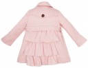 Girls Pink Gabardine Trench Coat With Layered Frilly Back