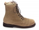 Girls Beige Suede Lace Up Boots