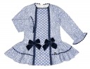Girls Blue & White Floral Brocade Dress