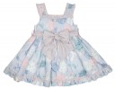Pale Blue & Pink Floral Print Dress 