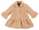 Beige Coat with Bow Details & Bonnet Set 