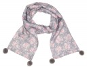Girls Gray & Pink Viscose Scarf with pom poms